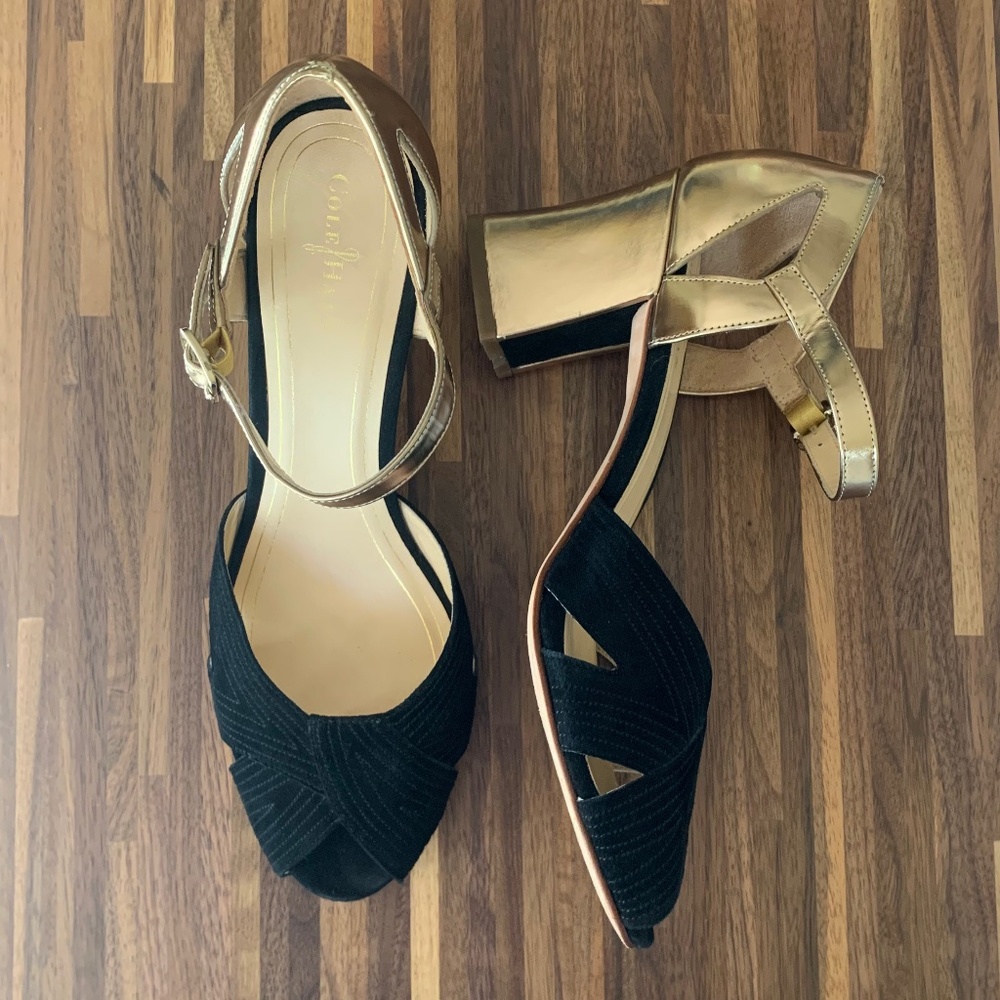 Cole Haan Black Suede and Gold Heels